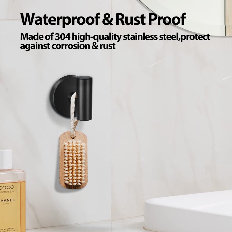 Kruodop Towel Hooks for Bathroom 4 Packs Wall Mount Towel Holder Black Matte Wall Robe Hook Stainless Steel Heavy Duty Door Hanger Towel Hook for Kitchen  Bedroom Hotel Pool Coats - Black - Image 4